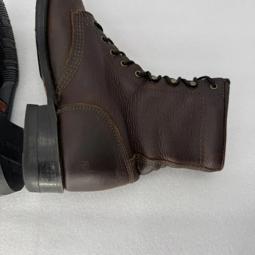 Double H Boots Men 7 Brown Leather Lacer Western Work USA Made Oil Resistant